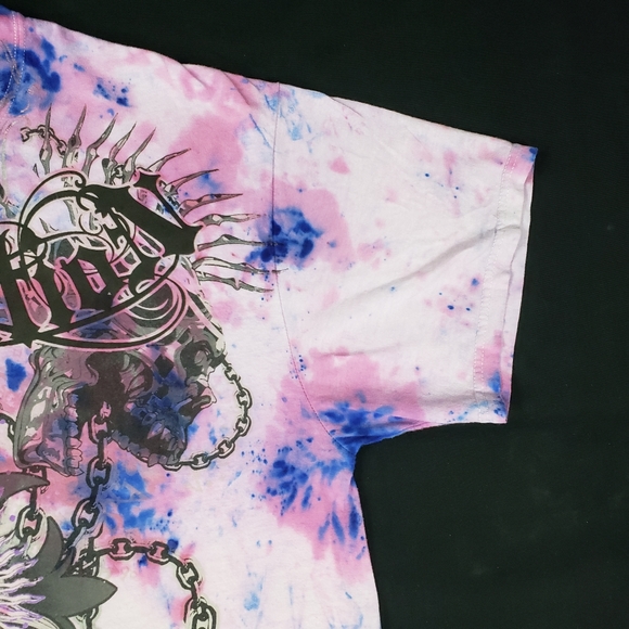 CUSTOM Tie Dye Upcycled Shortsleeve Shirt Mens XL Revolution Pink Purple - Picture 3 of 10